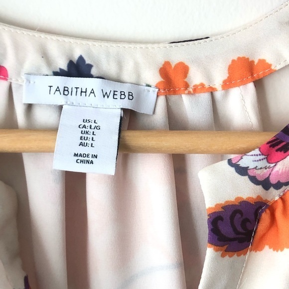 Tabitha Webb V-Neck Sleeveless Spring Summer Floral Blouse Size Large - Picture 5 of 8